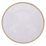 Assiette de prsentation blanche avec bord dor mouchet 33 cm en plastique