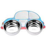 Assiettes - repas pour b�b� en acier inoxydable, en forme de voiture, avec 5 compartiments pour les petits ...