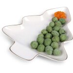 Assiette sapin de noel en porcelaine avec details dores - parfaite pour noel