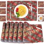 Assiette sous - tasse mug rouge set de nol 6 + 6