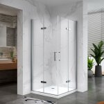 Ata cabine de douche d'angle h 180 cm, 2 portes pliantes et pivotantes - verre transparent 70 x 70 cm ...