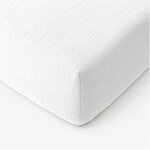 Atelier du coton - drap - housse 140 x 190 cm gaze de coton lav� blanc