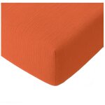 Atelier du coton - drap - housse 140 x 190 cm gaze de coton lav� safran orange