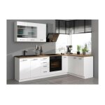 Atlas cuisine complete d'angle 8 �l�ments (reversible droit / gauche) - d�cor blanc - l270 cm - plan ...