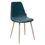 Lot de 2 chaises style vintage  marylin  pieds m�tal imitation h�tre atmosphera - couleur: bleu denim ...