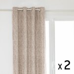 Atmosphera - lot de 2 rideaux à ?illets occultant jacquard beige lin 140 x 260 cm Atmosphera - lot de 2 rideaux à ?illets occultant jacquard beige lin 140 x 260 cm