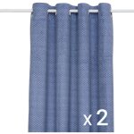 Atmosphera - lot de 2 rideaux à ?illet occultant en velours bleu indigo avec motif 135 x 260 cm Atmosphera - lot de 2 rideaux à ?illet occultant en velours bleu indigo avec motif 135 x 260 cm