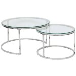 Atmosphera - lot de 2 tables gigognes en verre tremp et inox