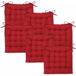 Atmosphera - lot de 6 galettes de chaise en coton rouge 38 x 38 cm
