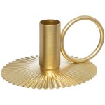 Bougeoir en m�tal sur une base stri�e.