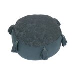 Coussin de sol pompons 'little cottage' 43cm bleu