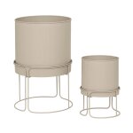 Lot de 2 cache - pots en métal 'aze' 44cm beige lin Lot de 2 cache - pots en métal 'aze' 44cm beige lin