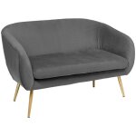 Atmosphera - banquette 2 places solaro en velours 124x74cm gris crateur d'intrieur