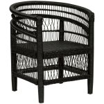 Atmosphera - fauteuil malevio en acajou & rotin h82cm noir crateur d'intrieur