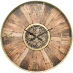 Atmosphera - grande pendule murale marron style industriel avec rouages mobiles d 80 cm