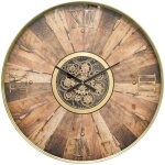 Atmosphera - grande pendule murale marron style industriel avec rouages mobiles d 80 cm