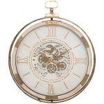 Grande pendule murale beige style industriel avec rouages mobiles d 74 cm atmosphera