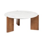 Atmosphera - table basse en marbre 'nanda' 91cm naturel & blanc
