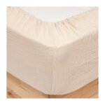 Atmosphera - drap housse en gaze de coton 'flora' 140x190cm beige lin Atmosphera - drap housse en gaze de coton 'flora' 140x190cm beige lin