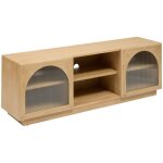 Atmosphera - meuble bas 2 portes 3 �tag�res lousada beige 160x40cm cr�ateur d'int�rieur