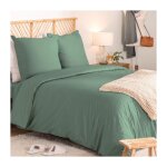 Atmosphera - parure de lit 3 pices 'percale' 240x220cm tilleul