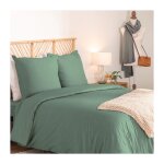 Atmosphera - parure de lit 3 pices 'percale' 260x240cm tilleul