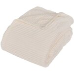 Atmosphera - plaid flanelle c�tel� arum ivoire 240x220cm cr�ateur d'int�rieur