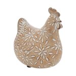 Statuette poule d�co  linda  20cm beige