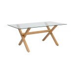 Atmosphera - table  manger en verre 'jorel' 180cm transparent & naturel