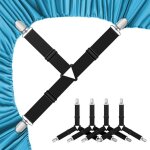 Attache drap housse, attaches r�glables (17 - 46cm), set de 4, noir