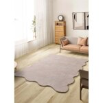 Atticgo tapis uni lavable � bordure ondul�e mellow rose poudr� 160x230 cm