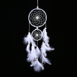Attrape - r�ves blanc, attrape - r�ves en plumes blanches style indien perles en bois carillons �oliens ...
