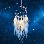Attrape de r�ves led, faite main capteur de r�ves en plumes lumineux dream catcher pour chambre maison ...