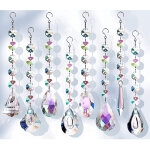 Attrape - soleil en cristaux, lot de 7, pendentifs en cristal color� avec prismes et perles en verre ...