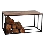 Table basse porte bûches en bois et métal rondo Table basse porte bûches en bois et métal rondo