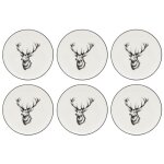 Vaisselle cerf en porcelaine blanche et noire (lot de 6) assiette 19