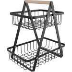 Aufun Étagère à fruits 2 niveaux panier à fruits en métal amovible support pour cuisine rangement pour ... Aufun Étagère à fruits 2 niveaux panier à fruits en métal amovible support pour cuisine rangement pour ...