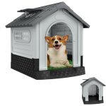 Niche d'extrieur en plastique pour animal domestique, abri isol hydrofuge, niche robuste avec grille ...
