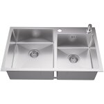 Auralum vier cuisine 2 bacs 75x45x19cm vier  encastrer en inox avec distributeur de savon et ensemble ...