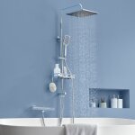Auralum max chrom� colonne de douche sans robinetterie 2 fonctions en acier inoxydable avec douchette, ...