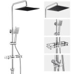 Auralum max colonne de douche sans robinetterie 2 fonctions en acier inoxydable avec douchette, pommeau ...