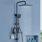 Auralum max noir colonne de douche sans robinetterie 2 fonctions en acier inoxydable avec douchette, ...