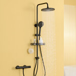 Auralum max noir colonne de douche sans robinetterie en acier inoxydable � 2 fonctions avec douchette ...