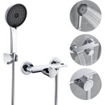 Auralum max - robinet de baignoire cascade en laiton chrom mitigeur de bain mural avec 5 fonctions douchette ...