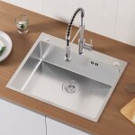 Vier 1 bac en inox vier cuisine 60x49x20cm avec systme de drainage, convient pour table de 60 cm ou ...