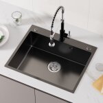 Vier 1 bac en inox vier cuisine 60x49x20cm avec systme de drainage, convient pour table de 60 cm ou ...