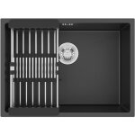 Auralum max - vier cuisine 1 bac 60 x 44 x 20 cm vier sous plan gris - noir avec gouttoir panier et ...