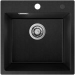 Auralum max - vier en granit 45 x 45 cm, petit �vier de cuisine en granit, �vier encastr� avec siphon, ...