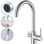 Auralum robinet de cuisine 3 voies, mitigeur 3 voies cuisine pivotant  360, robinetterie cuisine eau ...
