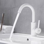 Auralum - robinet de lavabo rotation  360 , mitigeur salle de bain blanc en inox, barboteur dmontable, ...